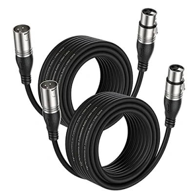 Image de EBXYA Câble XLR Microphone 10M 2 Packs 3 Broches Équilibré Mâle à Femelle Patch DMX