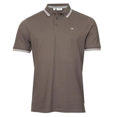 Image de Calvin Klein Hommes Campus 3 Bouton léger côtelée Polo Pointe d&#039;ardoise L