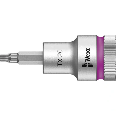 Image de Wera 05003830001 8767 C HF TORX Embouts à douille Zyklop emmanchement 1/2&quot; avec fonction de retenue, TX 20 x 60 mm, Rose
