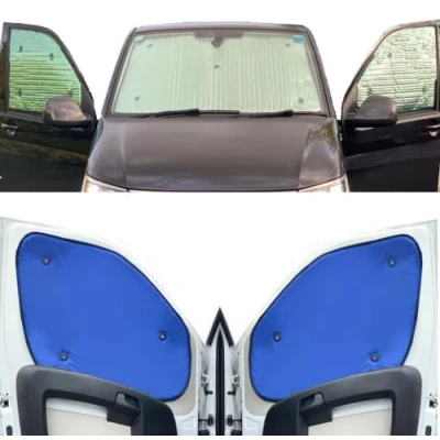 Image de Kit de Stores Compatible avec Iveco Daily (2014 Date)(Ensemble Avant) Couleur la Doublure Bleu, Réversible
