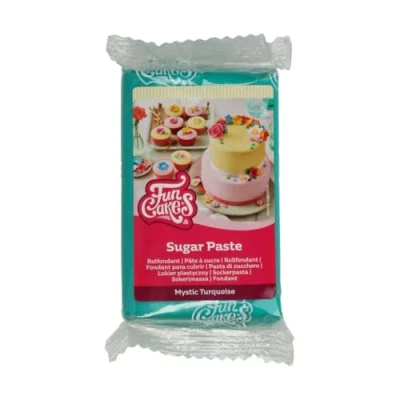 Image de FunCakes Pâte à Sucre Mystic Turquoise: facile utiliser, lisse, flexible, douce et pliable, parfaite pour la décoration de gâteaux, halal, casher sans gluten. 250 g