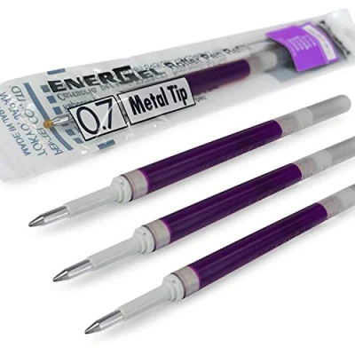 Image de Pentel Energel Lot de 4 recharges pour stylo à pointe métallique 0,7 mm LR7 Compatible avec les stylos Xm, BL77/BL57/BL37 Violet