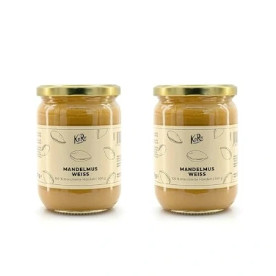 Image de KoRo Amande blanche 2 x 500 g Musure de noix sans sucre ni huile palme ajoutée 100% amandes Crémeux incomparable Vegan Source protéines