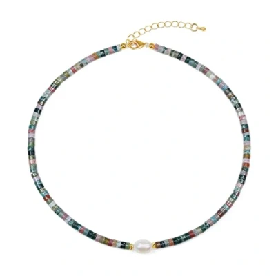 Image de COAI Collier Perles Heishi Agate Indienne Perle d&#039;eau Douce Naturelle Femme