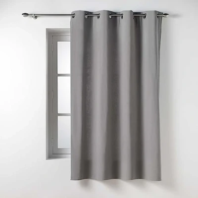 Image de douceur d&#039;intérieur, Rideau à Oeillets (135 x 180 Cm) Twily Gris, Coton / Polyester Recyclé