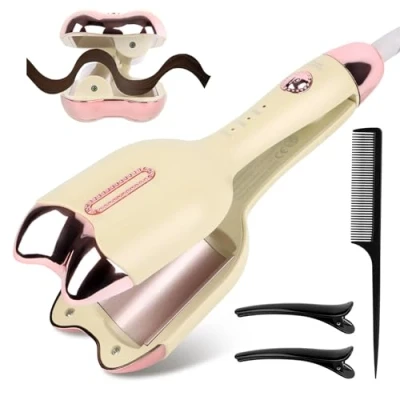 Image de MXTIMWAN Boucleur a Cheveux,Fer à Boucler,32 mm Grandes boucles,Fer friser Ondulé Réglable Chauffage Rapide,Fers Onduler pour Boucles,Convient aux Débutants,Avec deux pinces et un peigne
