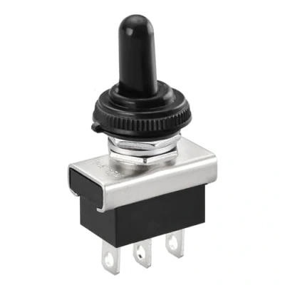 Image de Heschen Métal Interrupteur à bascule Flick Flip 12 V 25 A Spdt on/off/on 3 position broches pour éclairage de tableau bord avec capuchon étanche
