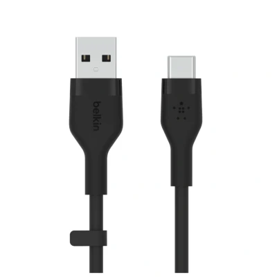 Image de Belkin BoostCharge Flex câble USB C vers A en silicone, certifié IF, pour iPhone 15, Plus, Pro, Pro Max, Galaxy S24, S23, iPad, MacBook, Note, Google Pixel, etc, 2 m, noir