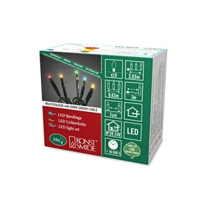 Image de Konstsmide 6350 520 Guirlande Lumineuse à Micro LED, Plastique, 1 W, Blanc, 363 x cm