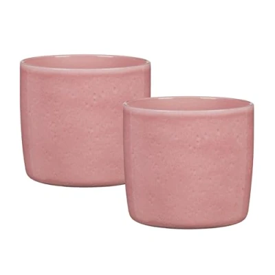 Image de Scheurich Solido Lot de 2 pots fleurs en céramique, couleur : rose, diamètre 15 cm, hauteur 13,7 volume 1,9 l