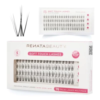 Image de Renata Beauty Soft Touch Faux Cils Multipack de 76 pièces, Longueurs Mixtes (10mm, 12mm, 14mm), Volume Doux, Application Facile, Idéals pour un Effet Yeux Subtil et Doux