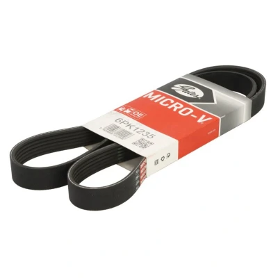 Image de GATES 6PK1235 Courroie Poly V 1232 6 Polyester, EPDM (éthylène propylène diène caoutchouc) KIA: Rio 4, Stonic 3/5 portes