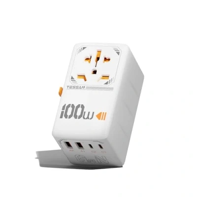 Image de TESSAN 100W GaN Adaptateur Prise Universelle avec USB C, C à Charge Rapide, Universel de Voyage 2 A, Chargeur pour Japon, USA, Australie, Anglaise