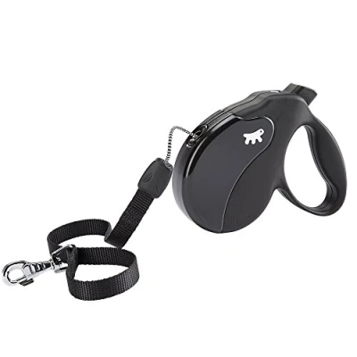 Image de Ferplast Laisse Chien Enrouleur Amigo Medium, pour Chiens de Taille Moyenne jusqu&#039;à 25 Kg. Cordon Extensible Max 5 m. Bouton Verrouillage et déverrouillage Unique, Noir, Couvercle Noir