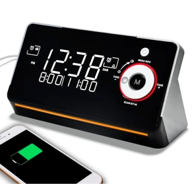 Image de Réveil de Chevet avec Radio Dab et FM, Double Alarme, Snooze, écran LCD dimmable, veilleuse, Bluetooth, Type C Port Charge USB iTOMA 729