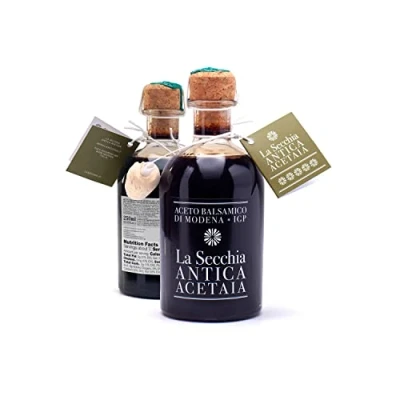 Image de La Secchia Vinaigre Balsamique de Modène IGP &quot;Cinq Étoiles&quot;, Vieilli dans 20 Fûts Bois Différents, Haute Densité, Boutelle 250 ml avec Bouchon Doseur en Liège