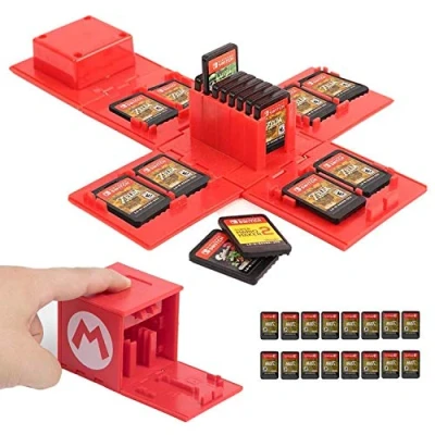 Image de doepeBAEÉTui Rangement pour Carte MéMoire Nintendo Switch, Peut contenir jusqu&#039;à 16 Jeux Système de Protection Organisateur Cartes Jeu Étui Rigide(Mario Rouge)