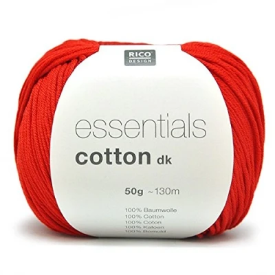 Image de Rico Design Essentials en Tricot de Laine Double, 100% Coton, Rouge
