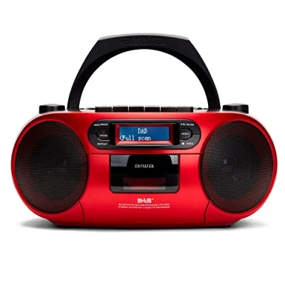 Image de Aiwa BBTC 660DAB/RD Radio Cassette Portable avec CD, Bluetooth et USB, enregistreur de Cassettes, RDS, FM PLL, Dab +, télécommande, Couleur : Rouge