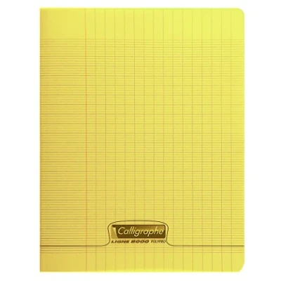Image de Calligraphe 18174C Un Cahier Agrafé Jaune (une Marque de Clairefontaine) 24x32 cm 48 Pages Grands Carreaux Papier Blanc 90 g Couverture Polypro Transparent