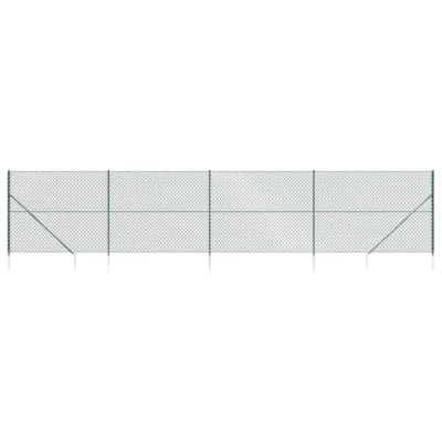 Image de vidaXL Clôture à mailles losangées avec piquet d&#039;ancrage vert 1,6x10 m 153924