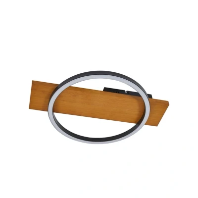 Image de Lindby Plafonnier LED Galad, noir, bois, 30 cm, intensité variable