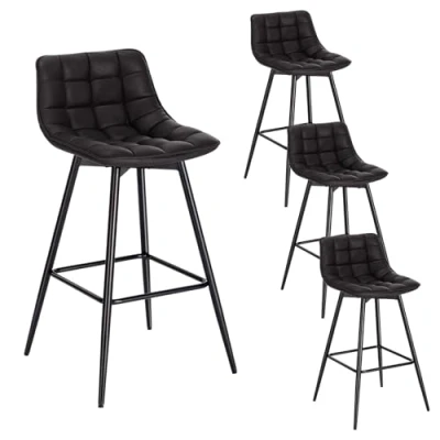 Image de WOLTU 4 X Tabouret de Bar Bistro Chaise Assise rembourrée en Similicuir avec Pieds et Repose métal,Anthracite BH249an