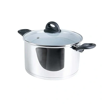 Image de Genius Cerafit Steel Marmite 24 cm + couvercle en verre Casserole acier inoxydable revêtue d&#039;un volume de 6 l à pâtes pour tous les types feux et induction Fond sandwich avec