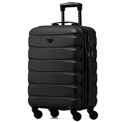 Image de Flight Knight Bagage Cabine Leger a 4 Roues en ABS Approuve par Plus De 30 Compagnies Aeriennes, Dont Air France, easyJet et Ryanair (Priority) 55x40x20cm (TSA) Noir/Noir
