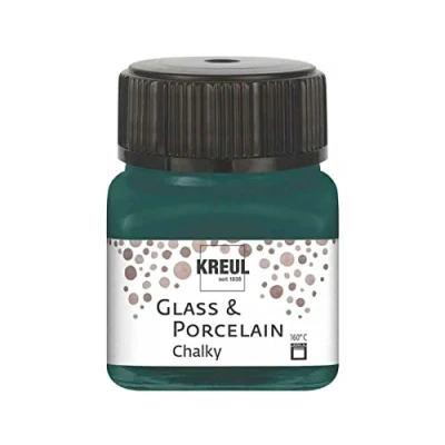 Image de Kreul 16639 Glass &amp; Porcelain Chalky Cottage Green, 20 ml verre, doux Peinture mate pour verre et porcelaine à base d&#039;eau, séchage rapide, opaque