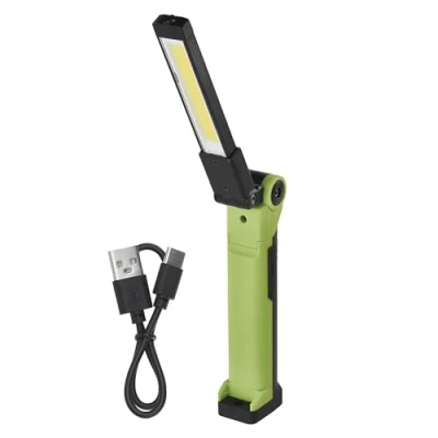 Image de EMOS lampe de travail LED sans fil rotative à 360, 6 modes d&#039;éclairage, d&#039;inspection COB rechargeable, d&#039;atelier étanche avec batterie 2000 mAh, câble charge USB C, durée