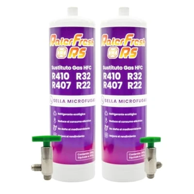 Image de Ralerfresh RS Gaz réfrigérant R410, R32, R407 et R22 pour climatisation type split (2 bouteilles + clés)