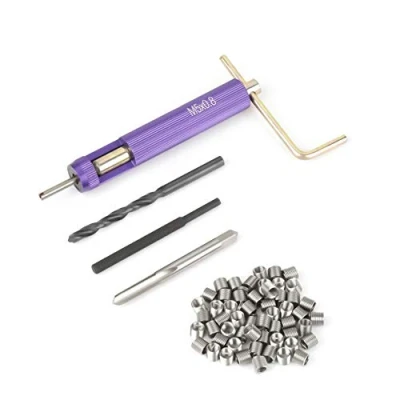 Image de Kit de Réparation des Filetage, 50Pcs Fil Enroulé Hélicoïdal Inserts Filetés en Acier Inoxydable Set M5 x 2D Outil d&#039;Installation Jeu Foret