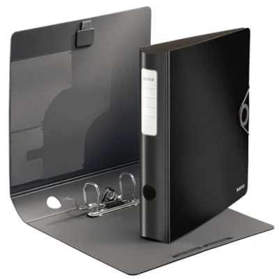 Image de Leitz 10481095 Active Solid Lot de 5 classeurs qualité à 180 Format A4 Dos arrondi étroit 6,5 cm large Fermeture élastique Polyfoam léger En plastique Noir