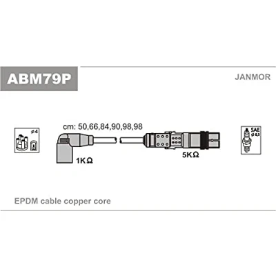 Image de JANMOR ABM79P Jeu De Fils d&#039;Allumage VOLKSWAGEN: Transporter 4 Bus,