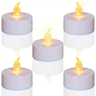 Image de TEECOO Lot de 12 Bougies LED CR2032 piles Unscented Bougie chauffe plat sans flamme claire vacillante 100 + heures lumière électrique