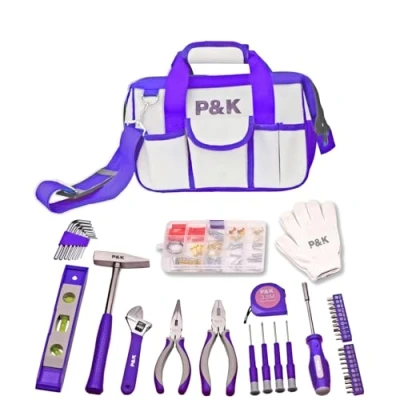 Image de P&amp;K kit d&#039;outils 141 pièces violet avec sac pratique Le complet pour des réparations précises et projets de bricolage dans un design élégant