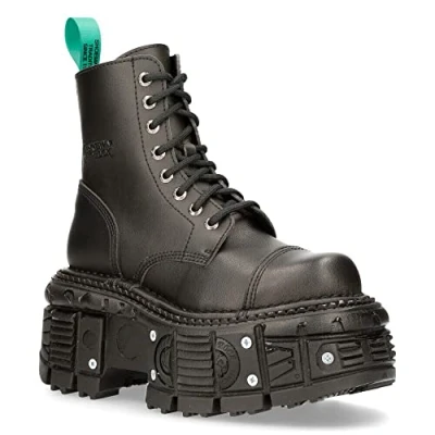 Image de New Rock BOTTES TANKMILI083C V2 Végétalien Combat Noir Platform Motard Goth Punk Chaussures 12