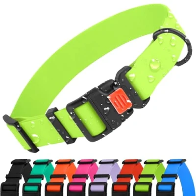 Image de CollarDirect Collier réglable coloré et imperméable pour chiens de petite, moyenne grande taille, rose, 8 couleurs (45,7 à 66 cm, vert citron)