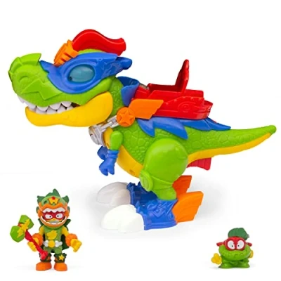 Image de SUPERTHINGS H Rex Superdino Articulated Hero Dinosaur with Lights and Sound Effects, 1 Exclusive Kazoom Kid SuperThing