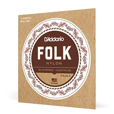 Image de D&#039;Addario Cordes en nylon pour guitare folk EJ33, extrémité à boule, bronze 80/20/cordes aiguës translucide