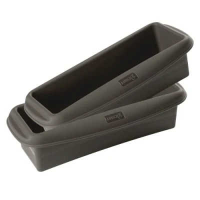 Image de Lurch FlexiForm 585038 Lot de 2 moules à pain en silicone platine sans BPA Noir 20 x 6 cm
