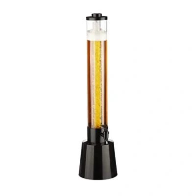 Image de Relaxdays Distributeur de boisson avec robinet, 3 l, réservoir à glaçons, pour jardin, transparent et noir