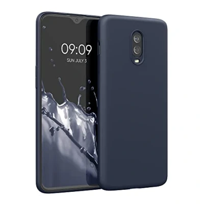 Image de kwmobile Housse Compatible avec OnePlus 6T Coque de téléphone Souple et Fine en TPU Silicone Bleu foncé Mat