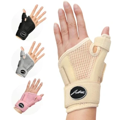 Image de Attelle Pouce Dr. Arthritis Conçue par des Médecins / Orthese Atelle Poignet Droit et gauche pour Tendinite Protège Hommes Femmes (Beige, Simple)