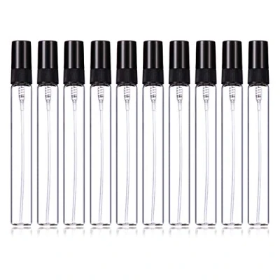 Image de Enslz Lot de 10 minis flacons vaporisateurs rechargeables voyage en verre transparent (10 ml, noir)
