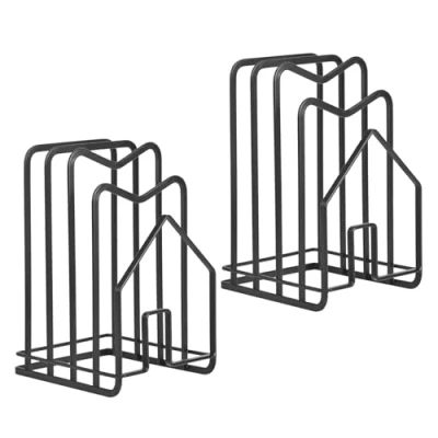 Image de support de planche à découper en deux paquets, couvercle casserole, a decouper, poêle métal, rangement casserole (noir)