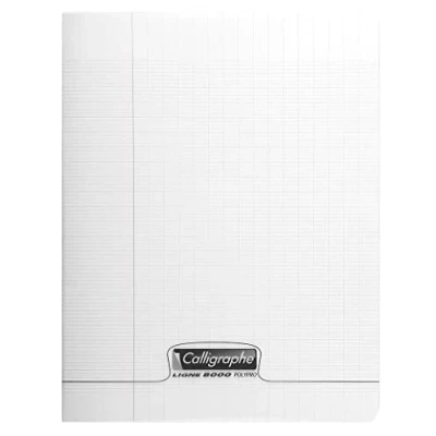 Image de Calligraphe 18249C Un Cahier Agrafé Incolore (une Marque de Clairefontaine) 17x22 cm 140 Pages Grands Carreaux Papier Blanc 90 g Couverture Polypro Transparent