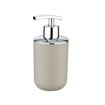 Image de WENKO Distributeur Savon Liquide, Porte Brasil, Taupe, PET incassable, 320 ml, 7.3 x 16.5 9 cm