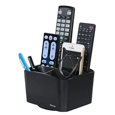 Image de Hama Support pour télécommande &quot;Agent&quot; (porte télécommande, rotatif, 5 compartiments télécommandes, téléphones, lunettes, stylos, organisateur bureau, rangement) Noir